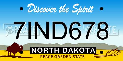 7IND678 North Dakota License Plate
