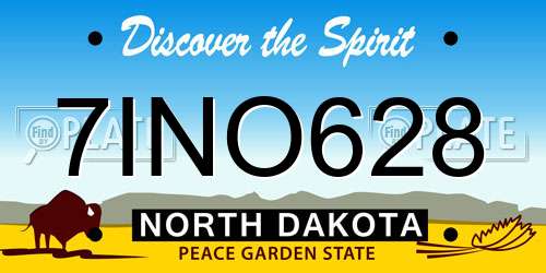 7INO628 North Dakota License Plate