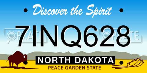 7INQ628 North Dakota License Plate