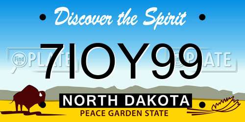 7IOY99 North Dakota License Plate