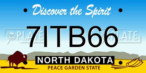 7ITB66 North Dakota License Plate