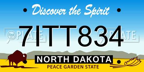 7ITT834 North Dakota License Plate