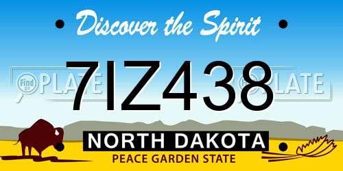 7IZ438 North Dakota License Plate