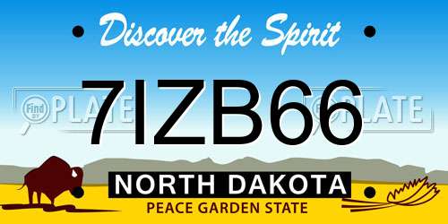 7IZB66 North Dakota License Plate
