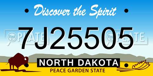 7J25505 North Dakota License Plate