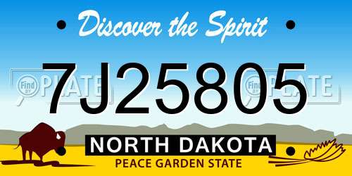 7J25805 North Dakota License Plate