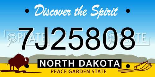 7J25808 North Dakota License Plate