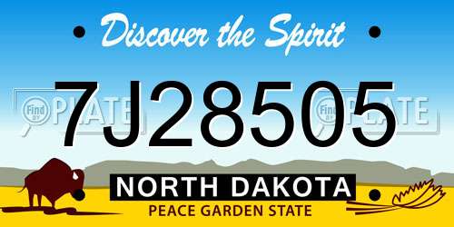 7J28505 North Dakota License Plate