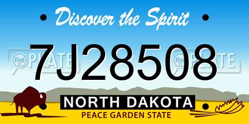 7J28508 North Dakota License Plate