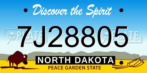 7J28805 North Dakota License Plate