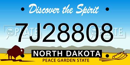 7J28808 North Dakota License Plate