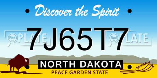 7J65T7 North Dakota License Plate