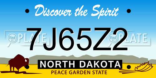 7J65Z2 North Dakota License Plate