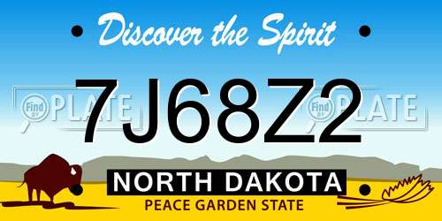 7J68Z2 North Dakota License Plate