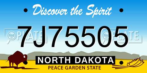 7J75505 North Dakota License Plate