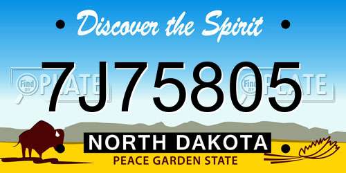 7J75805 North Dakota License Plate