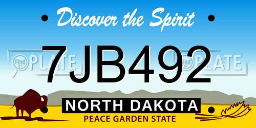 7JB492 North Dakota License Plate