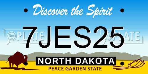 7JES25 North Dakota License Plate