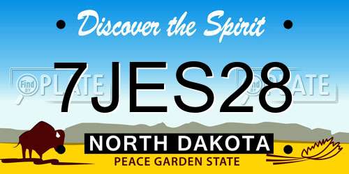 7JES28 North Dakota License Plate