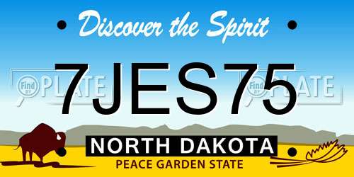 7JES75 North Dakota License Plate