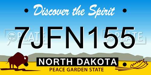 7JFN155 North Dakota License Plate