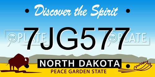 7JG577 North Dakota License Plate