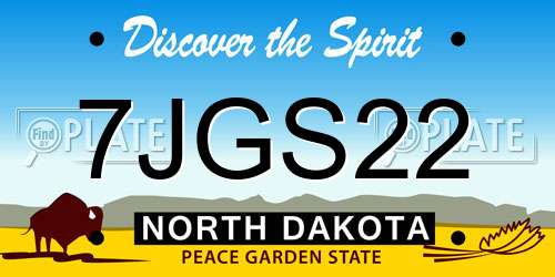 7JGS22 North Dakota License Plate