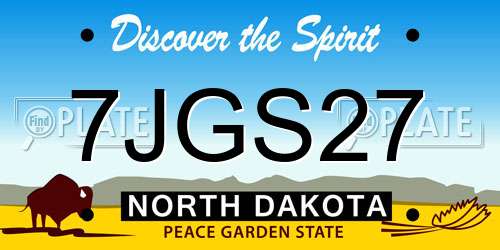 7JGS27 North Dakota License Plate