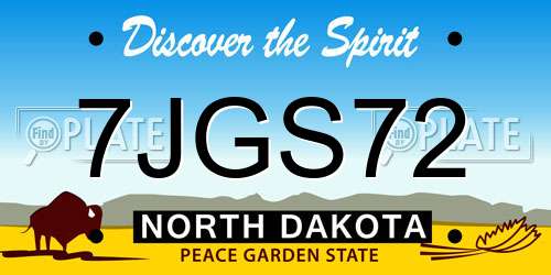 7JGS72 North Dakota License Plate