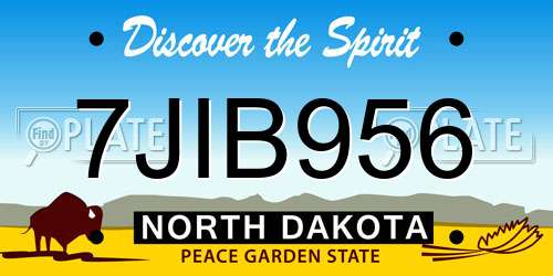 7JIB956 North Dakota License Plate