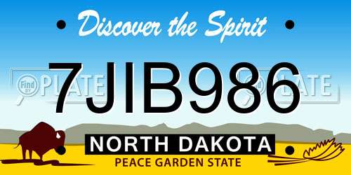7JIB986 North Dakota License Plate