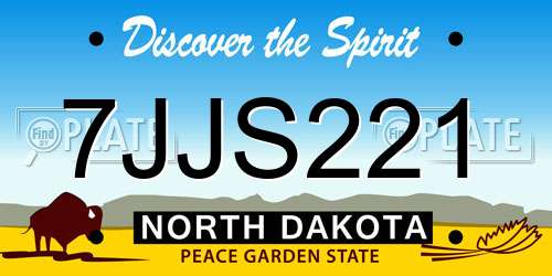 7JJS221 North Dakota License Plate