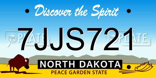 7JJS721 North Dakota License Plate