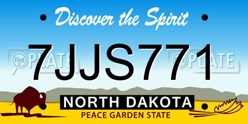 7JJS771 North Dakota License Plate