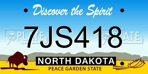 7JS418 North Dakota License Plate