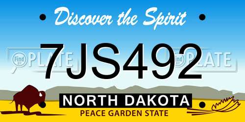 7JS492 North Dakota License Plate