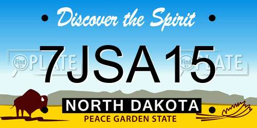 7JSA15 North Dakota License Plate