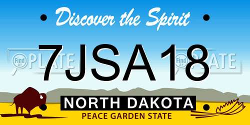 7JSA18 North Dakota License Plate