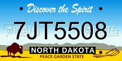 7JT5508 North Dakota License Plate