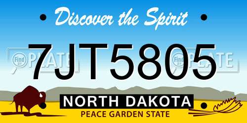 7JT5805 North Dakota License Plate