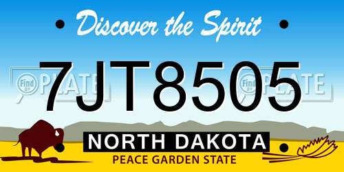 7JT8505 North Dakota License Plate
