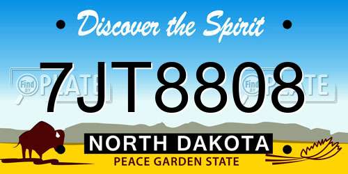 7JT8808 North Dakota License Plate