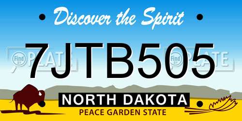 7JTB505 North Dakota License Plate