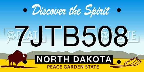 7JTB508 North Dakota License Plate