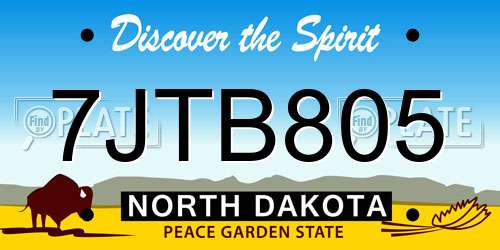 7JTB805 North Dakota License Plate