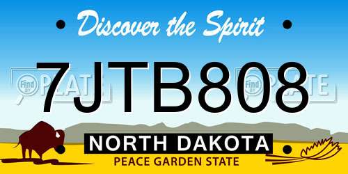 7JTB808 North Dakota License Plate