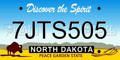 7JTS505 North Dakota License Plate