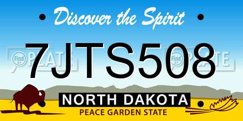 7JTS508 North Dakota License Plate