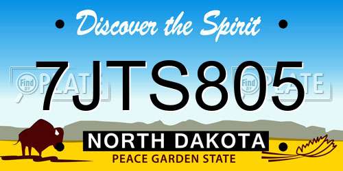 7JTS805 North Dakota License Plate