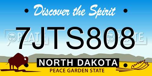 7JTS808 North Dakota License Plate